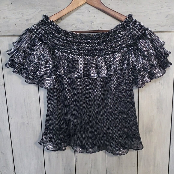 Parker Greta Off the Shoulder Metallic Blouse - Picture 4 of 14